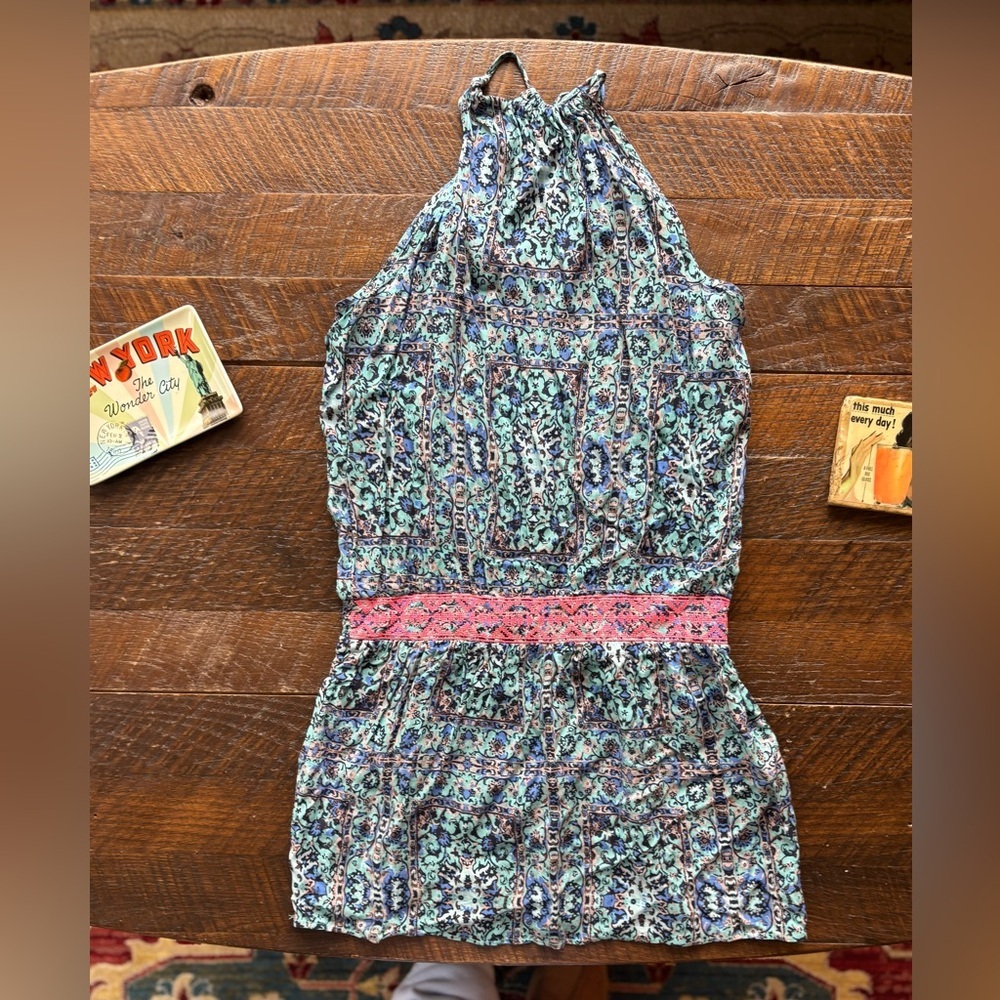 Forever 21 Blue and Green Patterned Dress